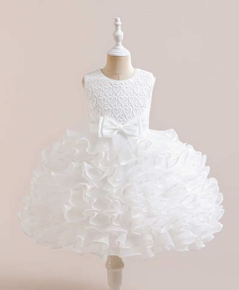 Mark & Mia Mark & Mia Embroidered Heart Detailed Round Neck Frock Sleeveless - White