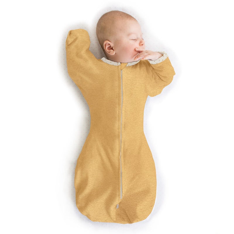 SwaddleDesigns SwaddleDesigns Transitional Swaddle Sack Arms Up HalfLength Sleeves Mitten Cuffs Swaddle for Newborn Transition to Baby Sleep Sack Wearable Blanket Medium 36 Month 1421 lb Heathered Gold 