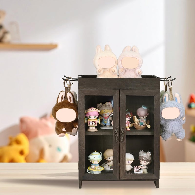 Ikee Design Small Wooden Countertop Storage Cabinet with Adjustable Shelves and Removable Hooks, Perfect for Perfume, Pantry, Essential Oil, 10.4W x 6.1D x 14.4H in, Dark Brown - Image 3