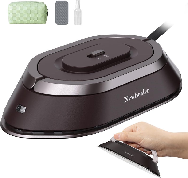 مكواة سفر Newbealer بجهد مزدوج - 120V/220V، مكواة صغيرة للملابس بدون بخار، قاعدة من السيراميك غير لاصقة، آلة ضغط حراري بدرجة حرارة 302°F للخياطة وتصنيع الأغطية، وزن خفيف 0.95 رطل (لون ذهبي) | القدرة القصوى 300 واط، تسخن في غضون 60 ثانية، قاعدة سيراميكية بدرجة حرارة 302°F، مكواة مريحة الاستخدام، وزن خفيف 0.8 رطل للتعديلات السريعة في جميع أنحاء العالم (لون ذهبي) - Image 1