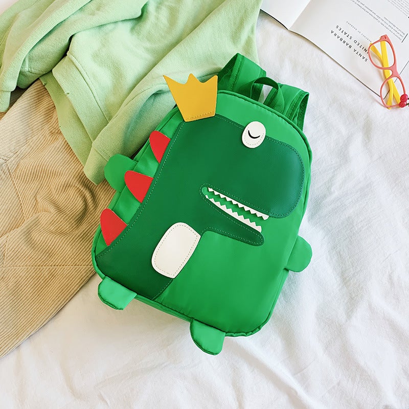 New Kids Dinosaur Backpack Cartoon Student Bag Large green 