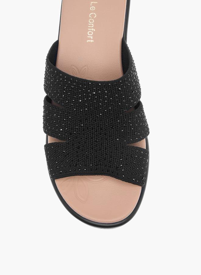 Le Confort Womens Embellished Slip-On Sandals With Wedge Heels - Image 4