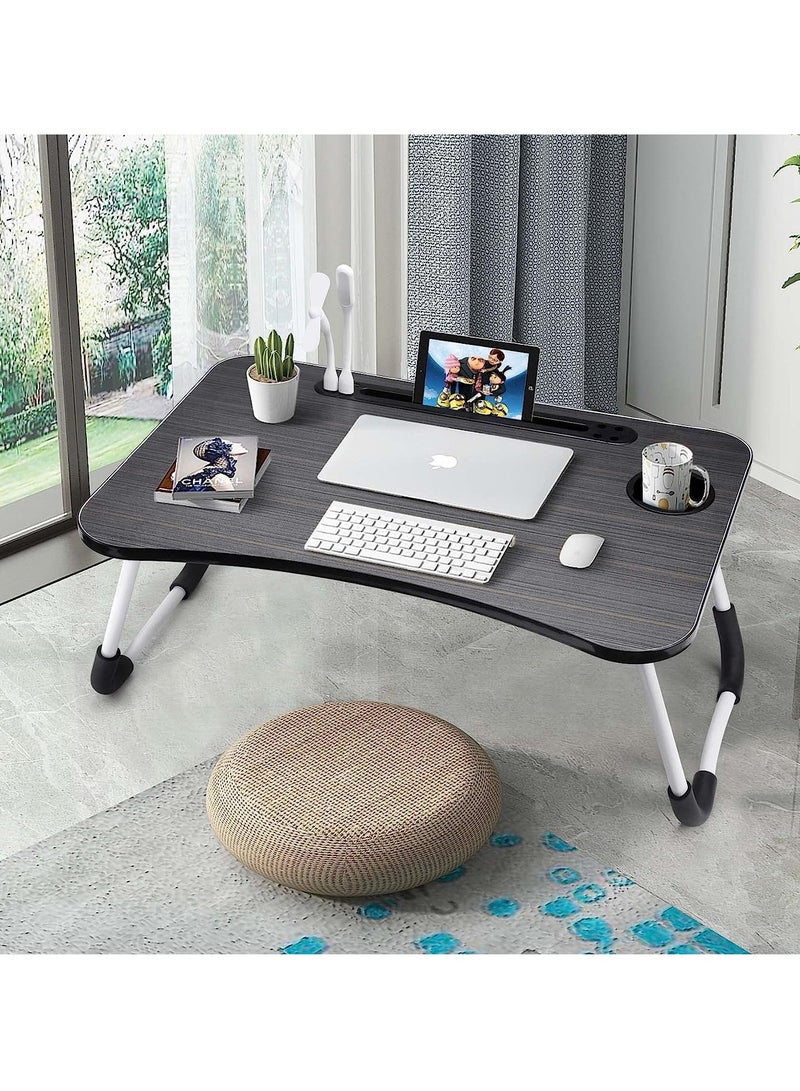 Relex Bed Table, Foldable Laptop Desk with USB Ports and Cup Holder, Portable Laptop Table for Bed, Couch, Floor - Image 4