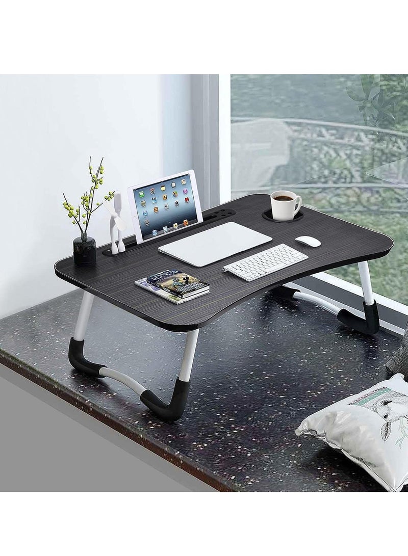 Relex Bed Table, Foldable Laptop Desk with USB Ports and Cup Holder, Portable Laptop Table for Bed, Couch, Floor - Image 3