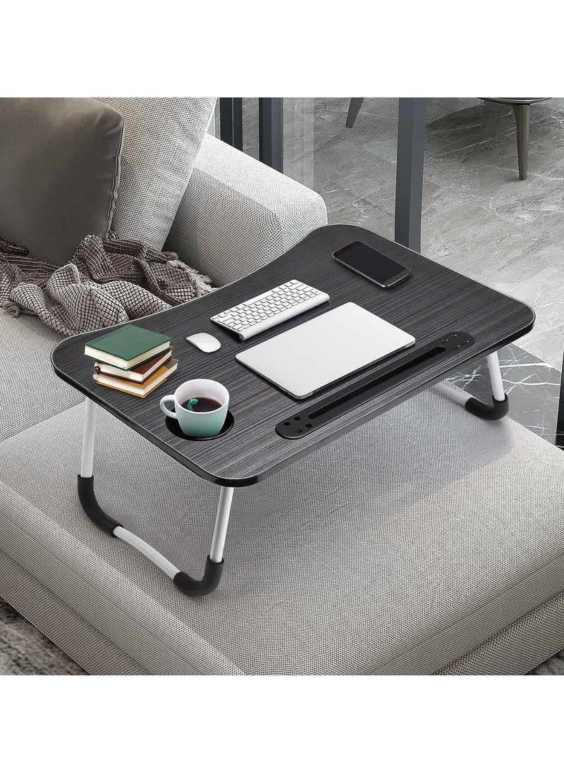 Relex Bed Table, Foldable Laptop Desk with USB Ports and Cup Holder, Portable Laptop Table for Bed, Couch, Floor - Image 5