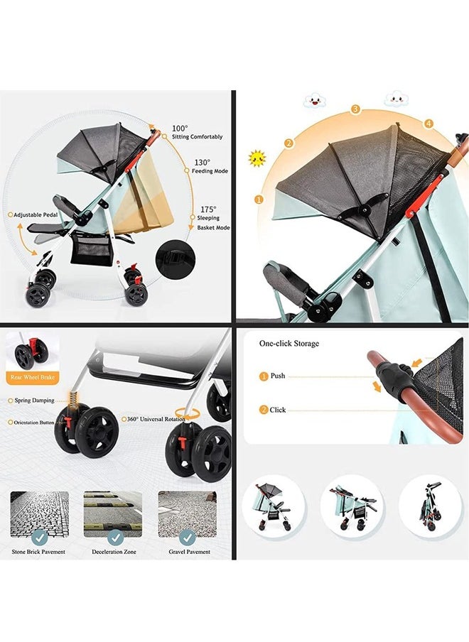 Beauenty Light Weight Fold Strollers, Safety Comfortable Strollers with Extra Storage and Sunshade Canopy Stroller, Pram Push Chair Suitable for Newborn Babies Travel Strollers (6-36 Months)  - Image 4