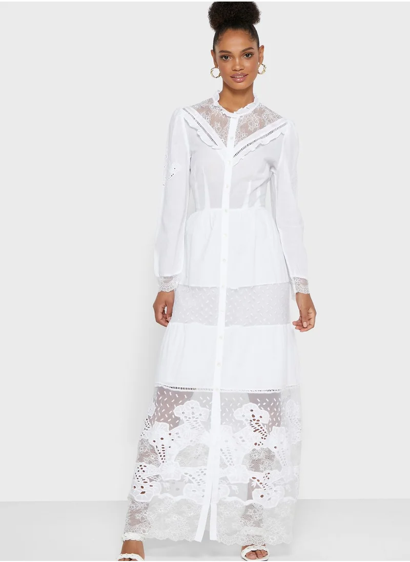 French Connection Adeona Button Down Lace Dress