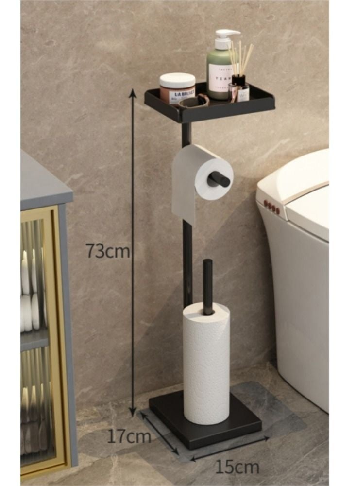 WALALLA European Light Luxury Style Bathroom Furniture Floor Standing Double-pole Paper Towel Organizer Rack with Storage Plane - Image 5