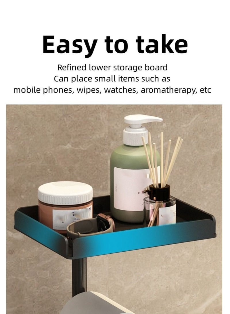 WALALLA European Light Luxury Style Bathroom Furniture Floor Standing Double-pole Paper Towel Organizer Rack with Storage Plane - Image 3