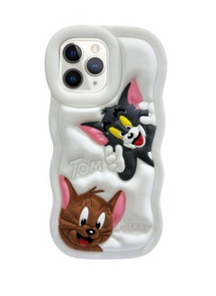 Silicone Case With Microfiber Lining 3D Sweet Shapes For Apple iPhone 12 Pro Max (Tom & Jerry) (white)