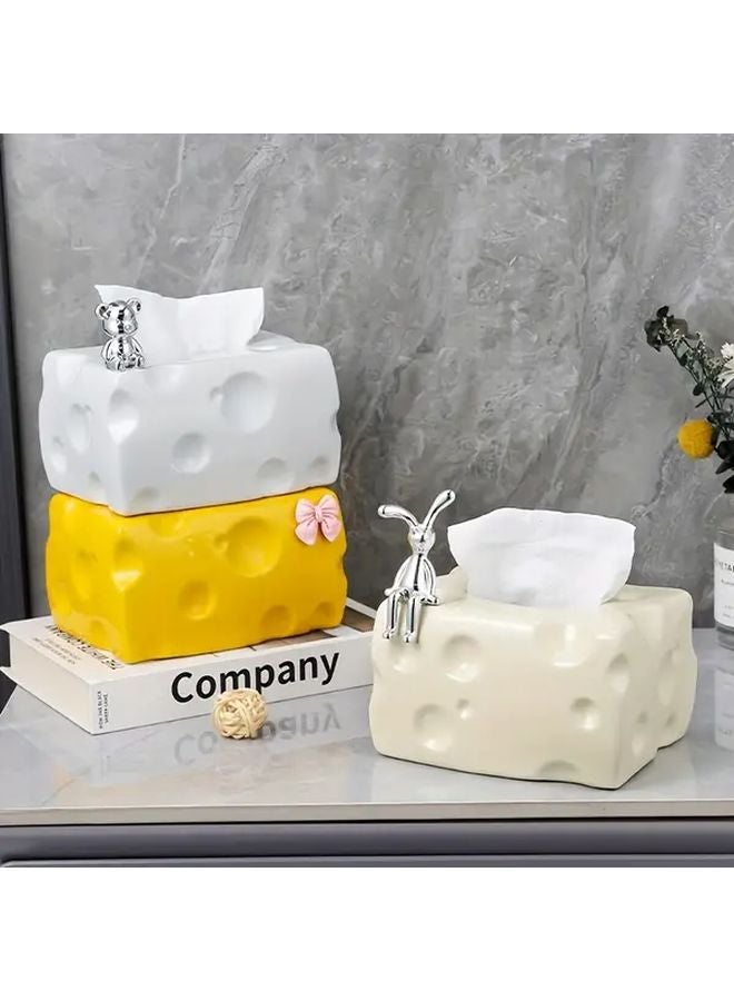 Yellow Cheese Shaped Tissue Box Holder Playful Design For Living Room Decor - Image 2