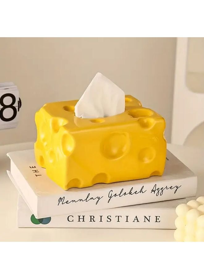 Yellow Cheese Shaped Tissue Box Holder Playful Design For Living Room Decor - Image 5
