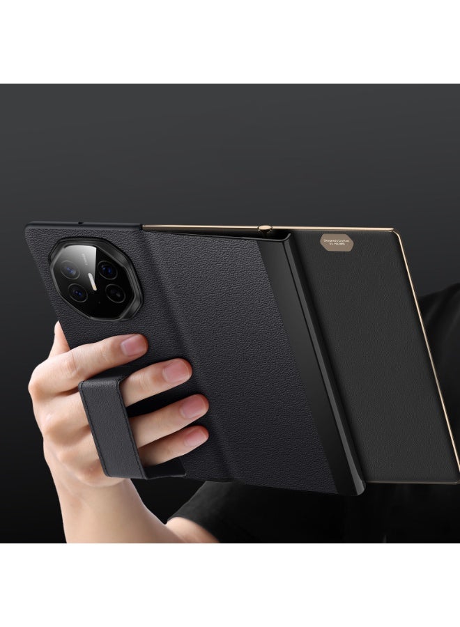 عام غطاء جلدي متوافق مع هواوي ميت إكس تي - مع حامل معصم مخفي، مقاوم للزلازل والسقوط، مع نافذة ذكية واستيقاظ/نوم تلقائي - Image 2