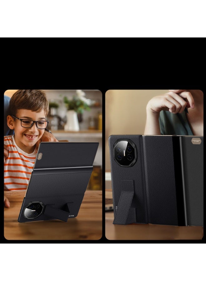 عام غطاء جلدي متوافق مع هواوي ميت إكس تي - مع حامل معصم مخفي، مقاوم للزلازل والسقوط، مع نافذة ذكية واستيقاظ/نوم تلقائي - Image 4