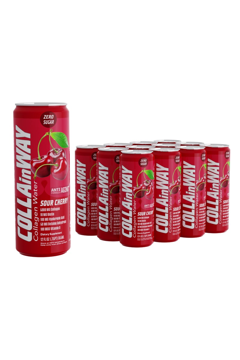 كولانواي كولاجين كولاين واي ٥٠٠٠ ملغ - خالي من السكر، ١٠ ملغ بيوتين، ١٠٠ ملغ حمض الهيالورونيك، ١٥٠ ملغ إل-جلوتاثيون، ١٠٠ ميكروغرام، إل-كارنيتين، ٠.٥ غرام، فيتامين د، كالسيوم - مرطب مضاد للشيخوخة (عبوة من ١٢ قطعة، نكهة سور شيري) - Image 1