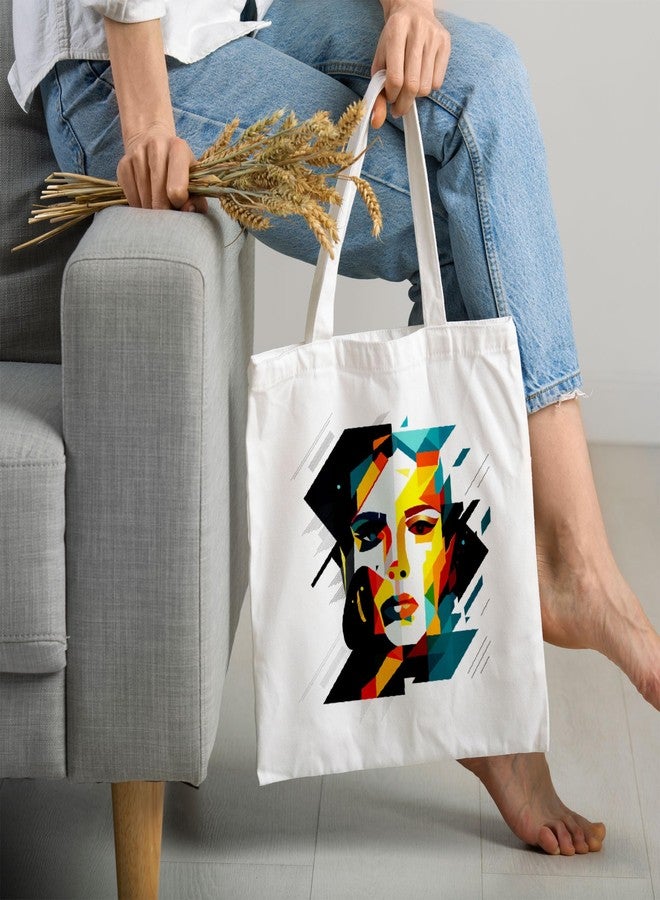ARTBUG حقيبة تسوق نسائية من ARTBUG مزودة بسحاب، حقيبة قماشية أنيقة مناسبة لطالبات الجامعات والمكتب، أنيقة وقابلة لإعادة الاستخدام - رسم نسائي - رقم D - 138 - Image 2