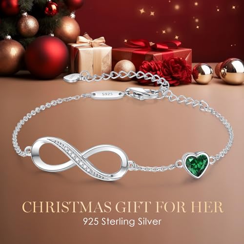 CDE Infinity Heart Symbol Charm Link Bracelet for Women 925 Sterling Silver Adjustable Mother's Day Gift Anniversary Jewelry Christmas Birthday Gifts for Wife Girlfriend Her - Image 5