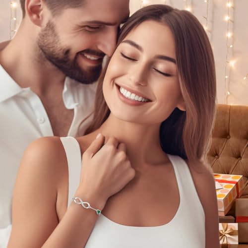 CDE Infinity Heart Symbol Charm Link Bracelet for Women 925 Sterling Silver Adjustable Mother's Day Gift Anniversary Jewelry Christmas Birthday Gifts for Wife Girlfriend Her - Image 3