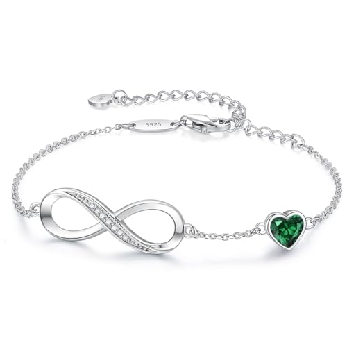 CDE Infinity Heart Symbol Charm Link Bracelet for Women 925 Sterling Silver Adjustable Mother's Day Gift Anniversary Jewelry Christmas Birthday Gifts for Wife Girlfriend Her - Image 1