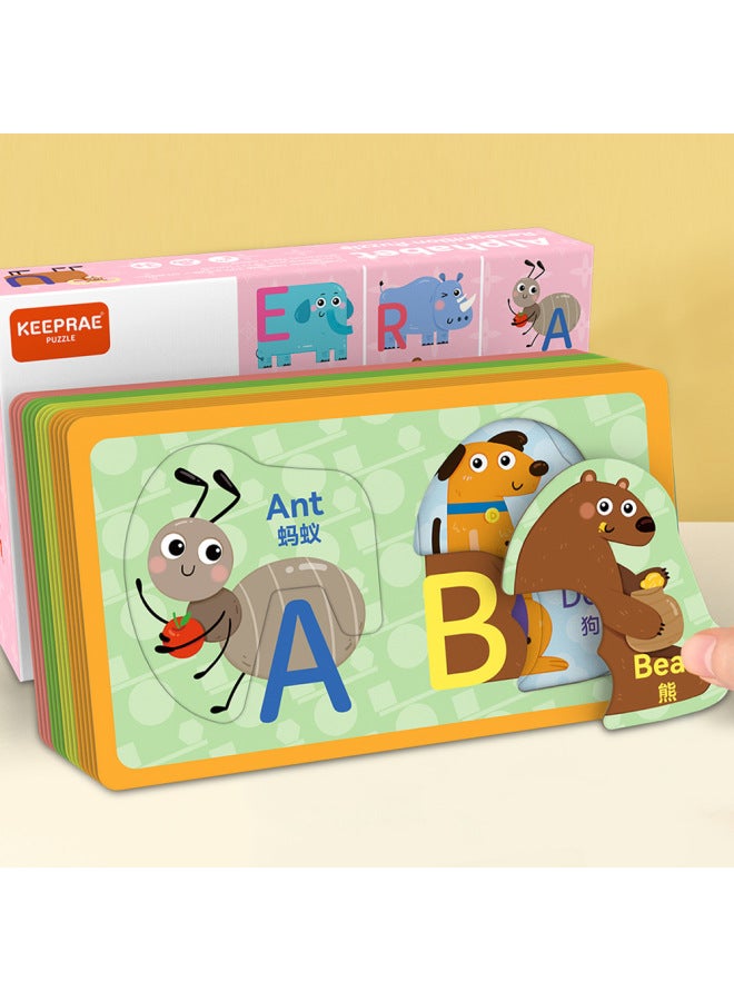 Pro-Rui Kindergarten Digital Cartoon Letter Puzzle التعليم المبكر التنوير الإدراك على الوجهين لغز اللعب بالجملة اللون: اللغز المعرفي الرقمي - Image 2