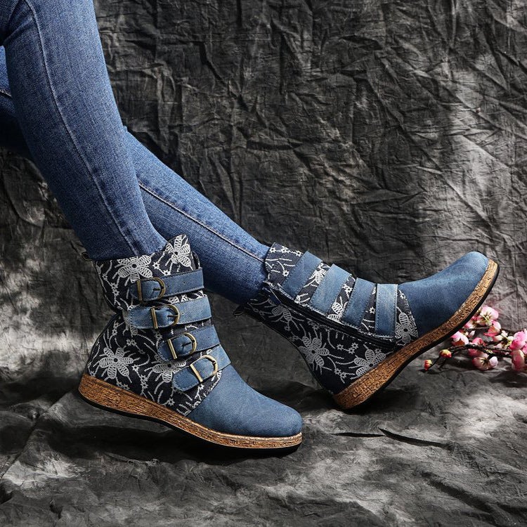 Ethnic Style Printed Fashion Boots Large Size Belt Buckle Boots Women'S Boots - Image 3