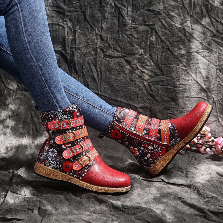 Ethnic Style Printed Fashion Boots Large Size Belt Buckle Boots Women'S Boots - Image 4