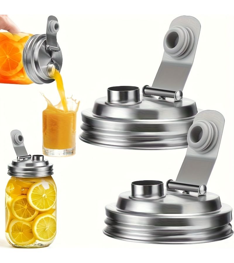 304 Food Grade Stainless Steel Oil Nozzle 86mm 3.39inch Black Handle Soy Sauce Vinegar Seasoning Leak Proof Lid Compatible With Mason Jars For Outdoor Fast Food - Image 4