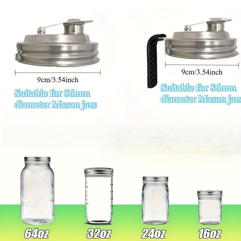 304 Food Grade Stainless Steel Oil Nozzle 86mm 3.39inch Black Handle Soy Sauce Vinegar Seasoning Leak Proof Lid Compatible With Mason Jars For Outdoor Fast Food - Image 3