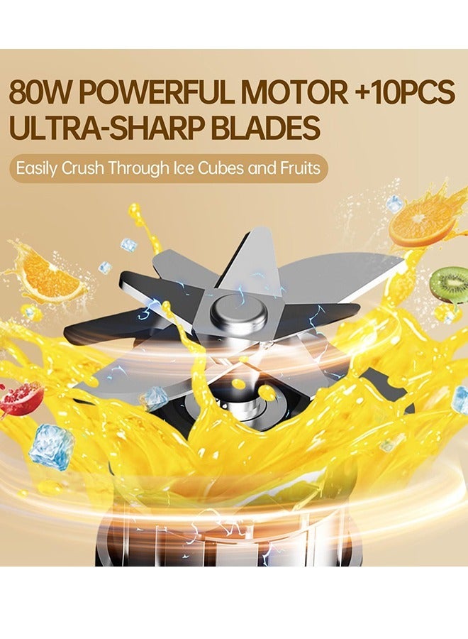 Ceool Portable Blender, Personal Blender for Shakes and Smoothies, Mini Blender Bottle USB Rechargeable, Portable Juicer Cup with 10 Blades and Removable Straw for Kitchen, Gym, Office - Image 2