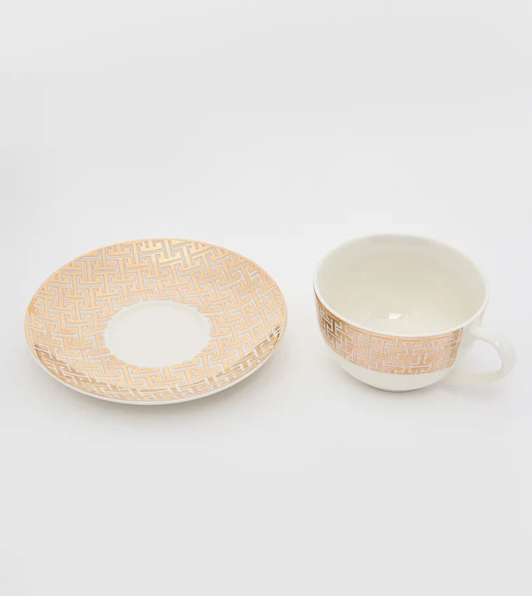 Sur La Table Patterned Cup &amp; Saucer 220ml White/Gold