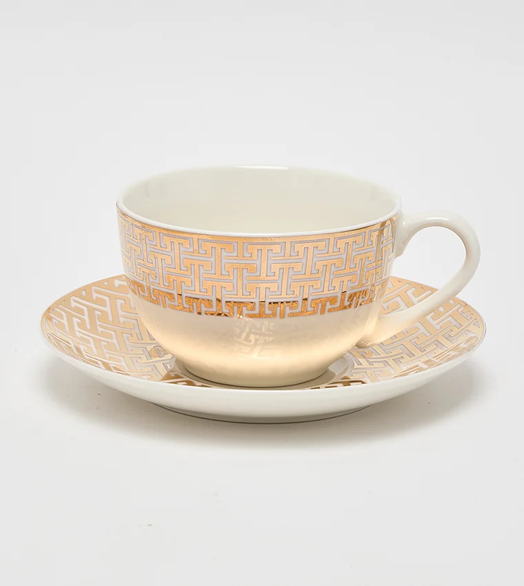 Sur La Table Patterned Cup &amp; Saucer 220ml White/Gold