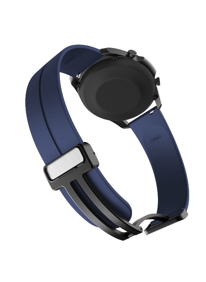 NIBEMINENT 22MM Straps Compatible with Huawei Watch GT5(46MM)/GT4(46MM)/GT3(46MM)/GT3 Pro(46MM)/GT2(46MM)/GT2e(46MM)/GT/GT Runner,Huawei Watch 4/4 Pro/3/3 Pro,Honor Watch 4 Pro/GS3/Magic Watch 2,Soft Silicone Band With Magnetic Buckle for Men,Women,Blue  - Image 3