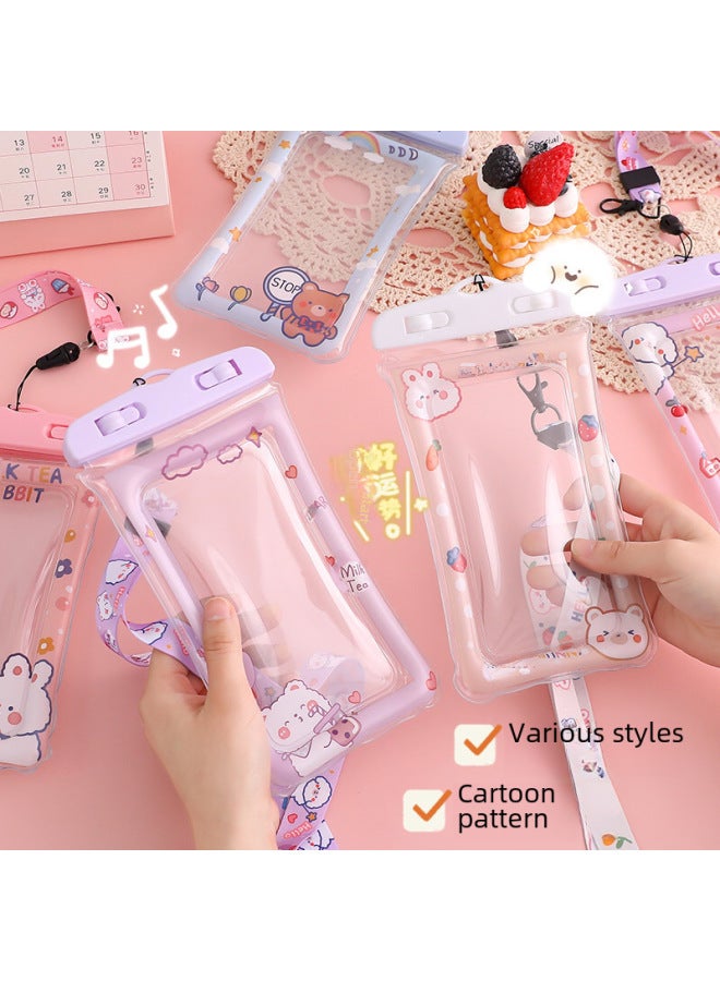 general Mobile Phone Waterproof Bag Touch Screen Sealed Cute Cartoon Airbag Waterproof Bag Diving Swimming Mobile Phone Hanging Bag-Color:Green Watermelon Girl 】 - Image 3