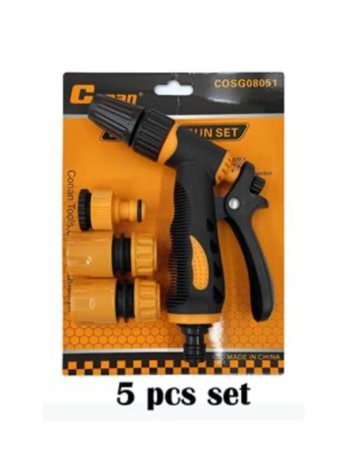 Conan 5 Piece Set Of Water Spray Gun Head Compatible With Half Inch Water Hose With 3 Sections Of Strong Thrust And High Pressure Comfortable Hand Grip Design Suitable For Washing The House Windows Car Deck Or Watering The Garden Farm Or Chalet Suitable For The Home Farm Car Wash Or In Construction Sites - Image 4