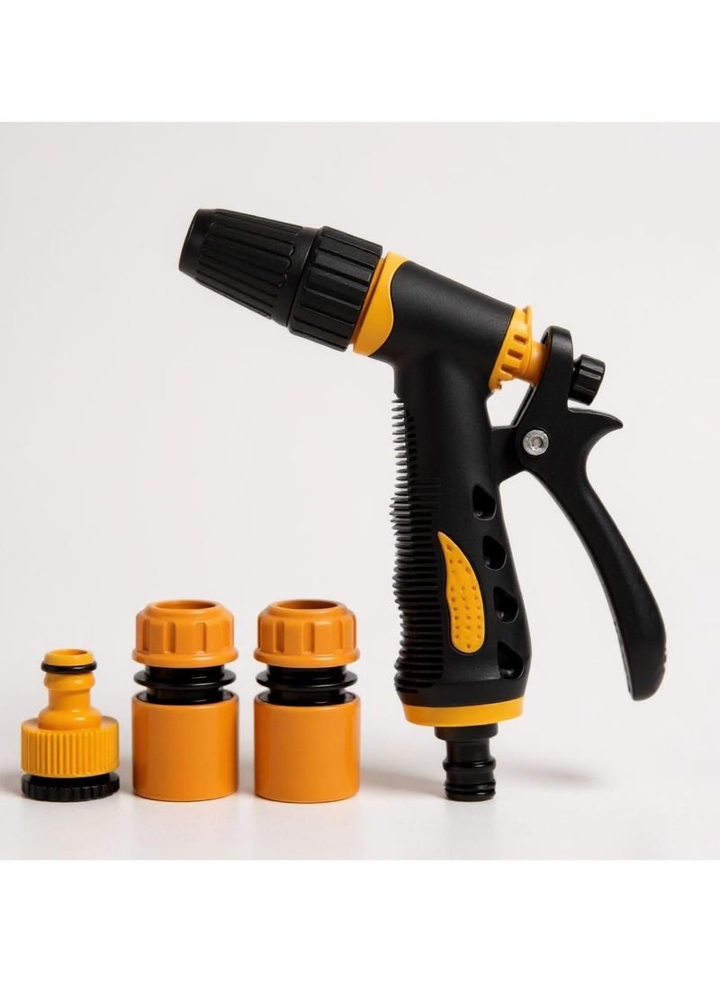 Conan 5 Piece Set Of Water Spray Gun Head Compatible With Half Inch Water Hose With 3 Sections Of Strong Thrust And High Pressure Comfortable Hand Grip Design Suitable For Washing The House Windows Car Deck Or Watering The Garden Farm Or Chalet Suitable For The Home Farm Car Wash Or In Construction Sites - Image 1