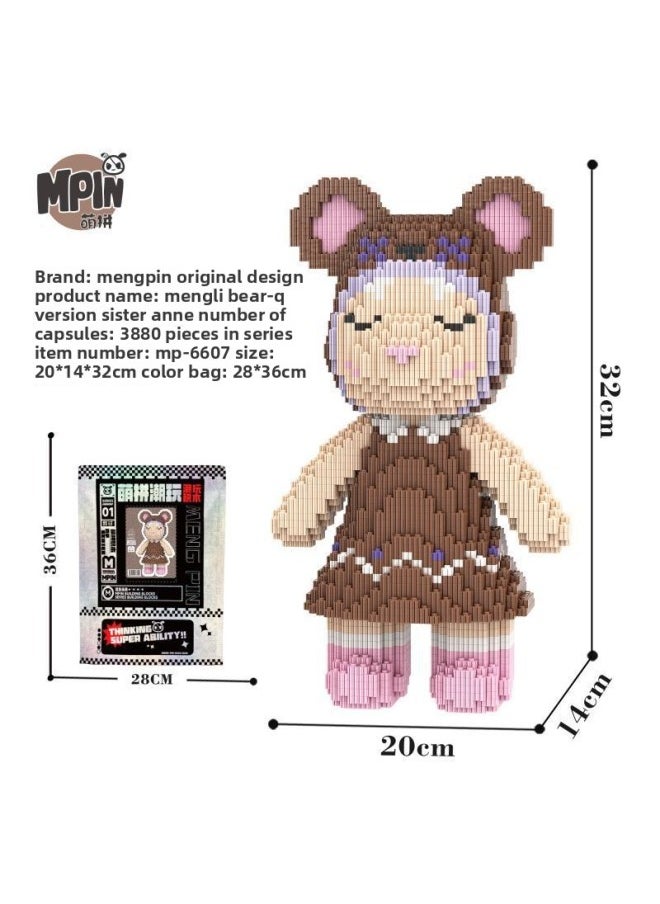 Meng Pin Meng Li Bear M66 Series Small Particle Building Blocks Assembled Educational Toys Boys And Girls Brain Gift Ornaments-Color:M6603-opp Split