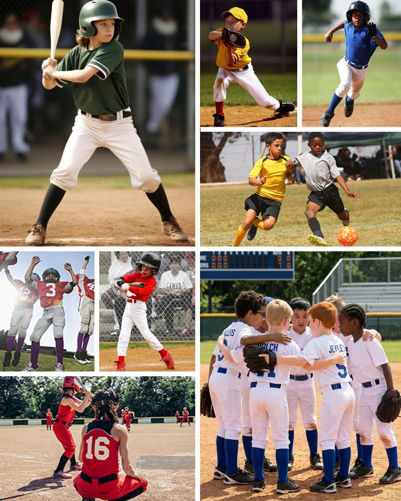 QBK 2T/3T/4T/5T Toddler Baseball Socks And Belt Youth Softball Tee Ball Combo Set for Boy Girl (1 Pairs of Socks & 1 Belt)(BLACK 2-4T) - Image 5