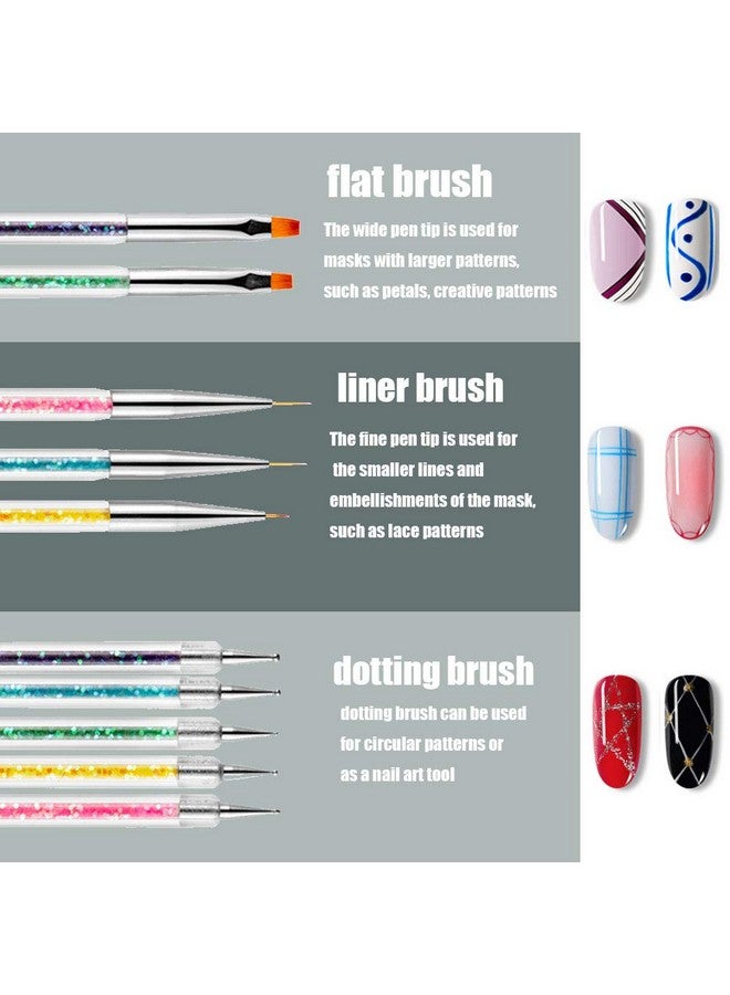 iFwevs Nail Art Brushes,5pcs Double Ended Brush & Dotting Tool Kit,Including Nail Liner Brush and Nail Dotting Pens for Nail Art Nail Salon - Image 3