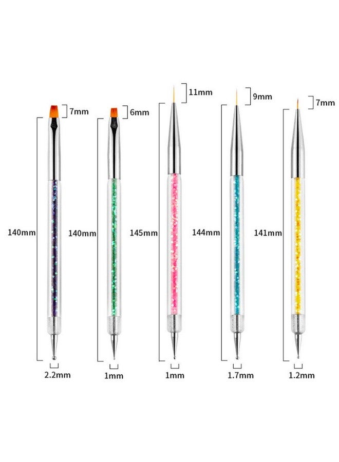 iFwevs Nail Art Brushes,5pcs Double Ended Brush & Dotting Tool Kit,Including Nail Liner Brush and Nail Dotting Pens for Nail Art Nail Salon - Image 4