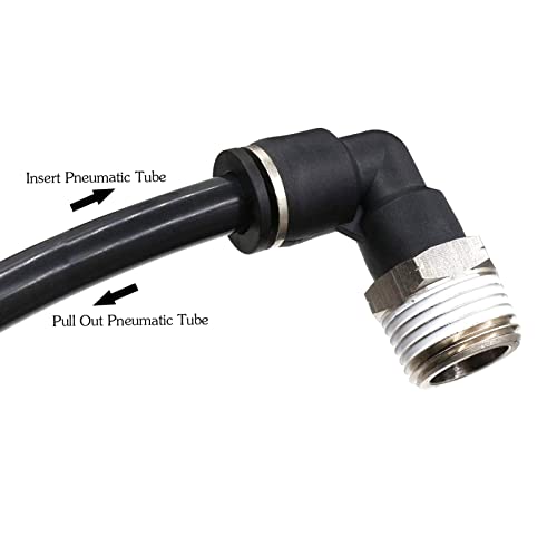 CEKER 3/8 Elbow Male Airlines Push Fittings 90 Degree Push to Connect Fittings Air Fittings, PL 1/4" Tubing Od x 3/8" Npt Thread Pneumatic Push In Connectors Quick Connect Tube Fittings 5Packs - Image 5