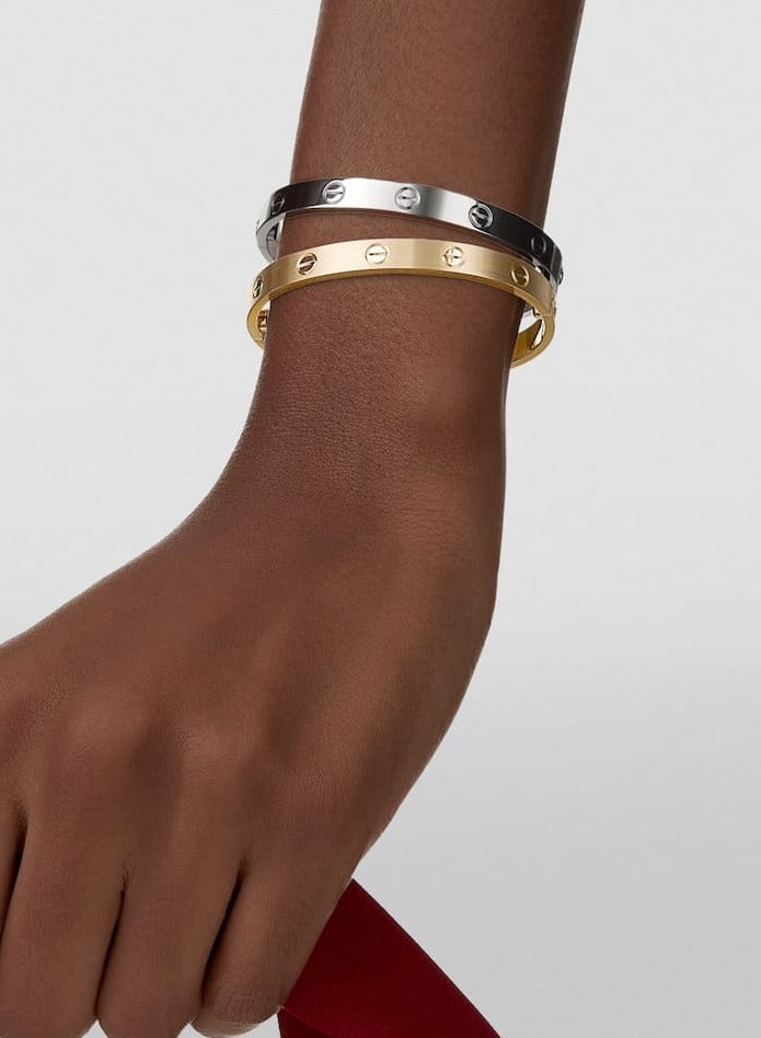 لاكجيريا أساور الصداقة من الفولاذ المقاوم للصدأ المطلي باللون الأبيض عيار 18 قيراطًا، سوار فاخر من الفولاذ المقاوم للصدأ للمشاهير، مجوهرات الحب، هدايا عيد الحب وأعياد الميلاد للنساء - Image 2