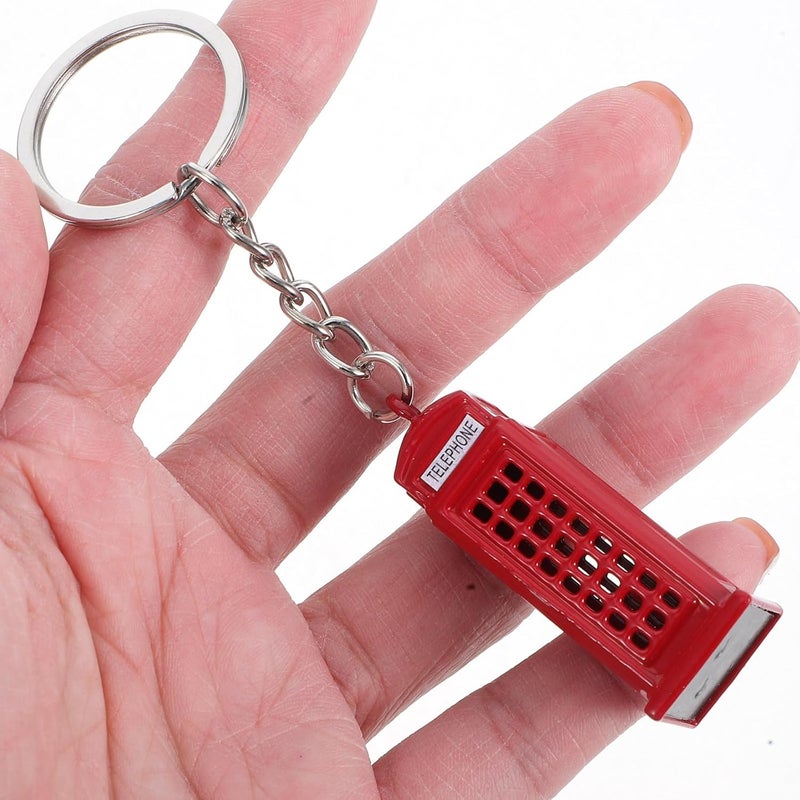 3pcs London Souvenir Keychain Set with Realistic Big Clock Telephone Booth Mailbox Models British Luggage Charms for Backpack Bag and Purse Decoration - Image 3