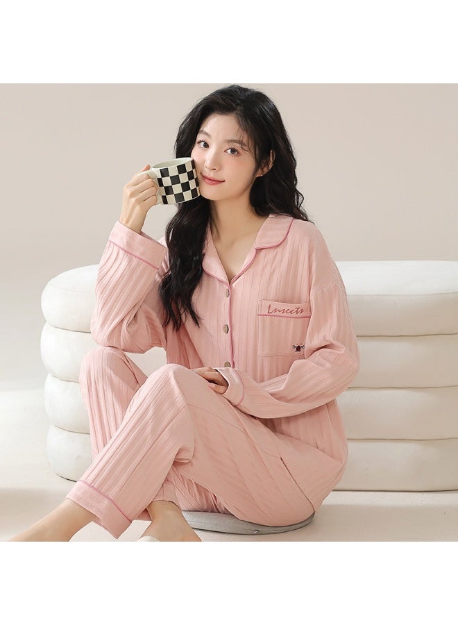Women's Sleepwear LongSleeve Pants Two-Piece Set for Autumn Spring Outdoor Soft Comfortable Fabric Home Cloths - Image 1