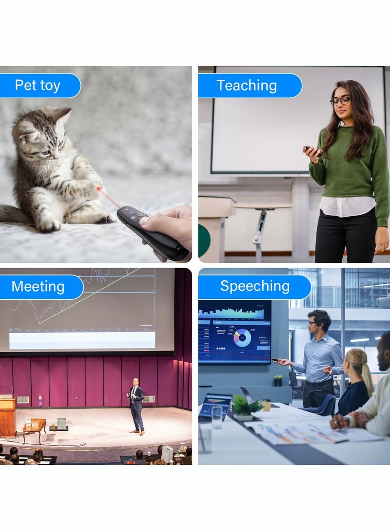 Rechargeable Presentation Clicker with 2-in-1 USB Type C, Wireless Presenter Remote Clicker for PowerPoint Presentations, Pointer RF 2.4GHz USB PowerPoint Clicker Slide Advancer with Volume Control