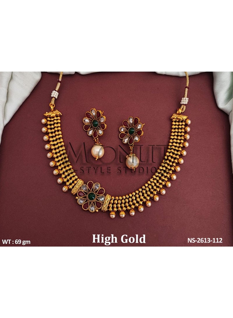 Moonlit Style Studio - Intricate Floral Gold-Tone Choker Set