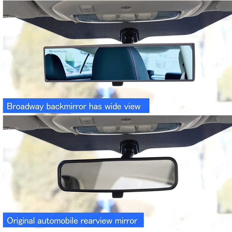 MIZZEO Broadway Car Rear View Mirror HD Anti Glare Large Field of Panoramic Rearview Mirror with Wide Angle Blue Tint Compatible with Maruti Esteem (1994-2004) - Image 2