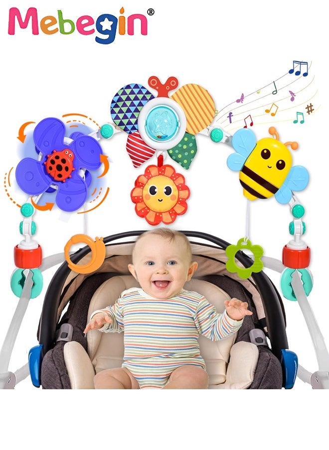 MEBEGIN - Car Seat Stroller Toys,Baby Stroller Arch Toy,Baby Educational Cart Pendant For 0-1 Years Old,Activity Arch With Fascinating Toys,Stimulates Baby’s Senses And Motor Skills Development - Image 1
