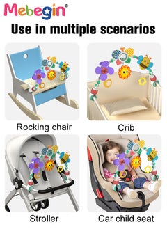 ميبيجين لعب عربة مقعد السيارة ، لعبة Baby Stroller Arch ، قلادة العربة التعليمية للأطفال لمدة 0-1 سنوات ، قوس النشاط مع ألعاب رائعة ، يحفز حواس الطفل وتنمية المهارات الحركية  - Image 4