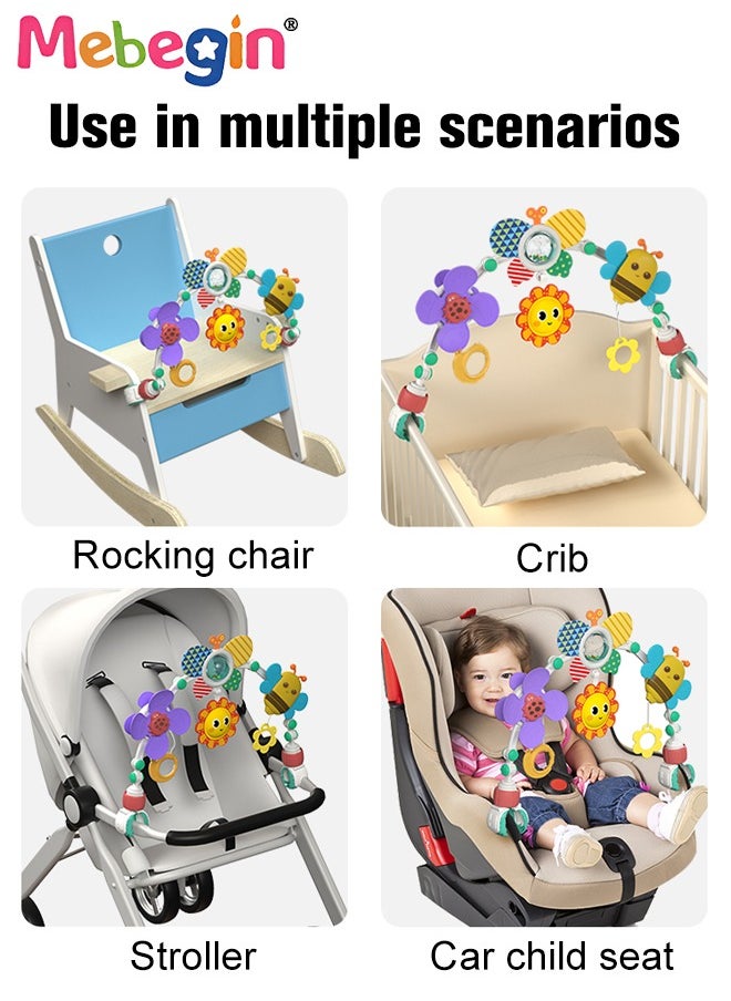 MEBEGIN - Car Seat Stroller Toys,Baby Stroller Arch Toy,Baby Educational Cart Pendant For 0-1 Years Old,Activity Arch With Fascinating Toys,Stimulates Baby’s Senses And Motor Skills Development - Image 1
