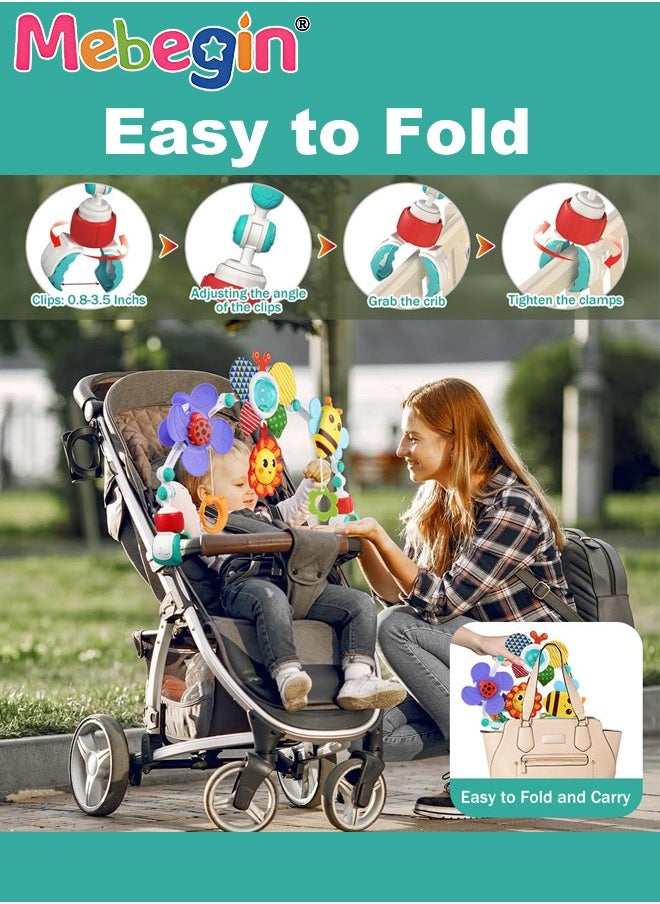 MEBEGIN - Car Seat Stroller Toys,Baby Stroller Arch Toy,Baby Educational Cart Pendant For 0-1 Years Old,Activity Arch With Fascinating Toys,Stimulates Baby’s Senses And Motor Skills Development - Image 1